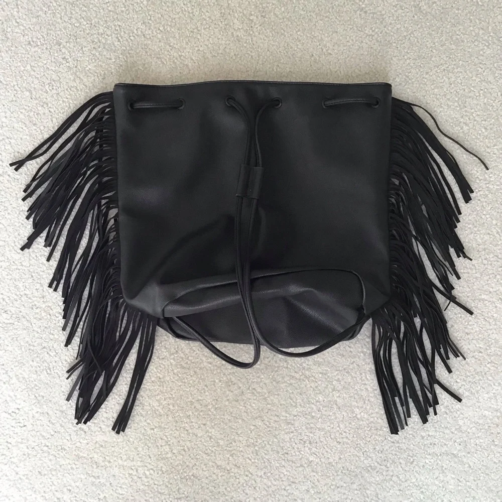 Victoria's Secret Black Fringe Bag